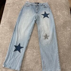 Hollister Blue Star Ultra High Rise Dad Jeans 31x33 Women Vintage Straight Denim